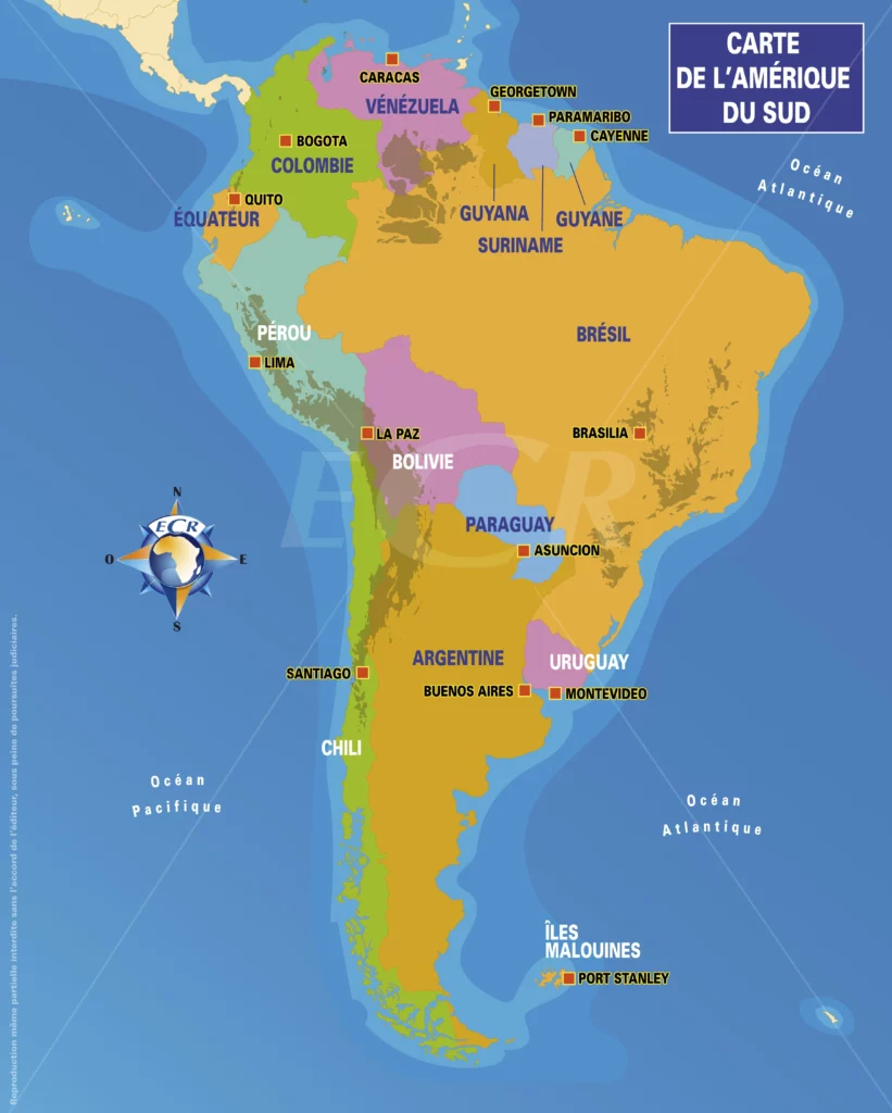 CARTE AMERIQUE DU SUD ECR