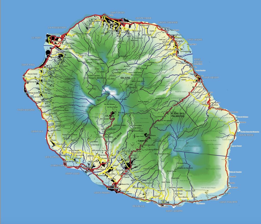 CARTE DE L'ILE DE LA REUNION-ECR